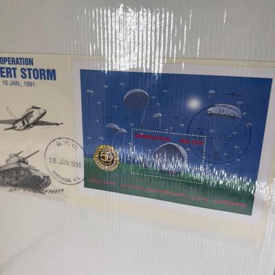 12 page Operation  Desert Storm 3 ring binder with first day stamps envelops Collectible cards
