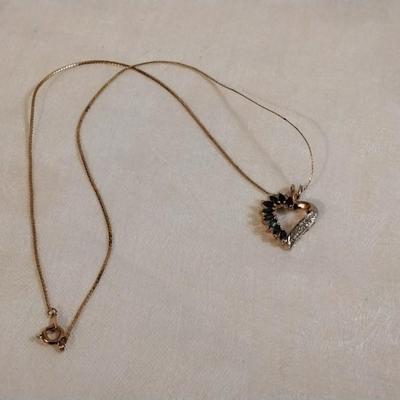 Vintage Ross Simons Emerald and Diamond Gold Vermeil 18" Necklace