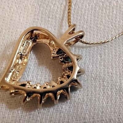 Vintage Ross Simons Emerald and Diamond Gold Vermeil 18" Necklace