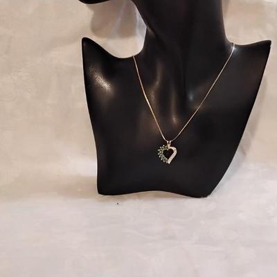 Vintage Ross Simons Emerald and Diamond Gold Vermeil 18" Necklace