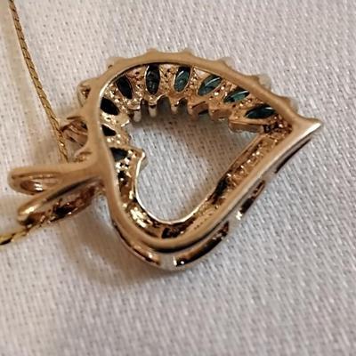 Vintage Ross Simons Emerald and Diamond Gold Vermeil 18" Necklace