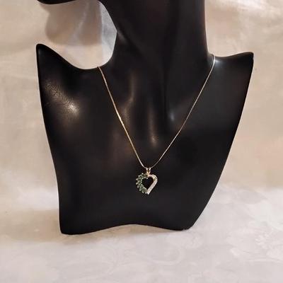 Vintage Ross Simons Emerald and Diamond Gold Vermeil 18" Necklace