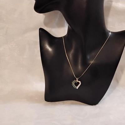Vintage Ross Simons Emerald and Diamond Gold Vermeil 18" Necklace