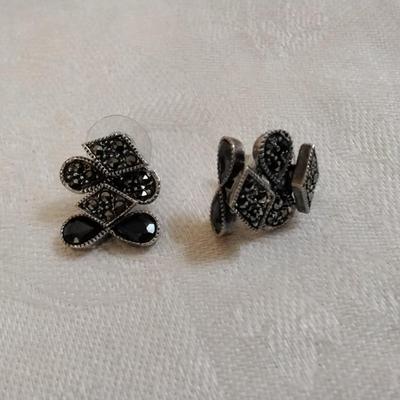 Antique Art Deco Marcasite 925 Earrings With 4 Separate Moving Parts