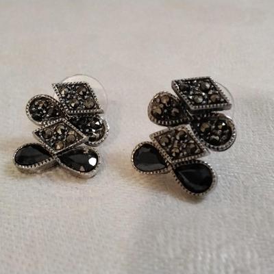 Antique Art Deco Marcasite 925 Earrings With 4 Separate Moving Parts
