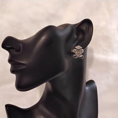 Antique Art Deco Marcasite 925 Earrings With 4 Separate Moving Parts