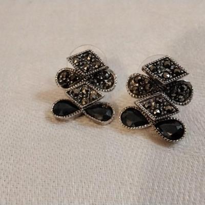 Antique Art Deco Marcasite 925 Earrings With 4 Separate Moving Parts