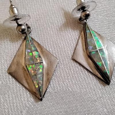 Vintage Unique Opal 925 Earrings