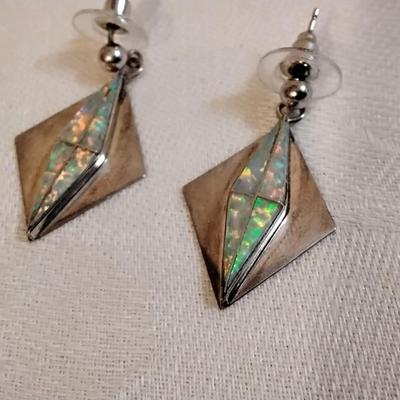 Vintage Unique Opal 925 Earrings