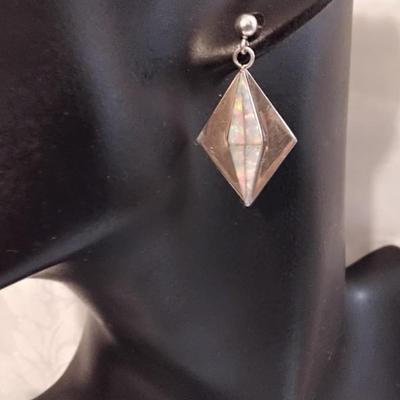 Vintage Unique Opal 925 Earrings