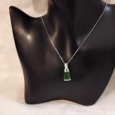 Vintage Jade 925 16" Necklace