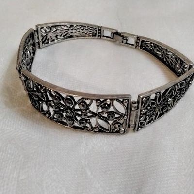 Antique Marcasite 925 7.5" Bracelet