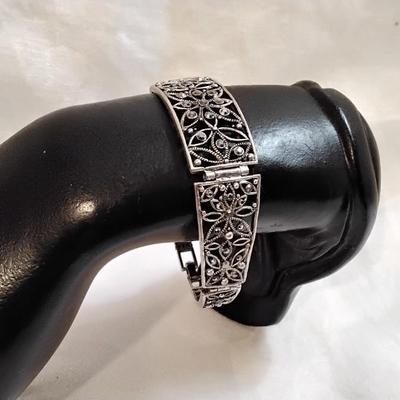 Antique Marcasite 925 7.5" Bracelet