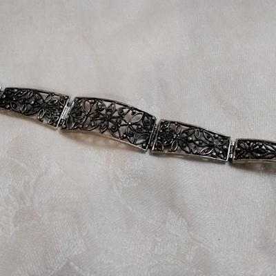 Antique Marcasite 925 7.5" Bracelet