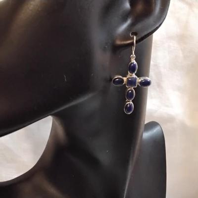 Vintage JP (Navajo) Lapis Lazuli Cross 925 Earrings