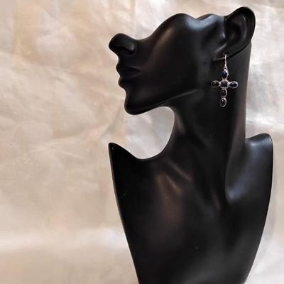 Vintage JP (Navajo) Lapis Lazuli Cross 925 Earrings