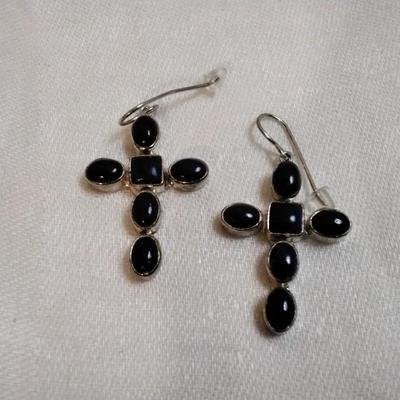 Vintage JP (Navajo) Lapis Lazuli Cross 925 Earrings