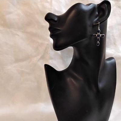 Vintage JP (Navajo) Lapis Lazuli Cross 925 Earrings