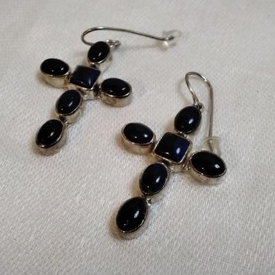 Vintage JP (Navajo) Lapis Lazuli Cross 925 Earrings