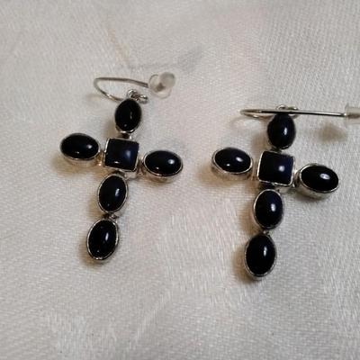 Vintage JP (Navajo) Lapis Lazuli Cross 925 Earrings