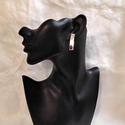 Willie Saiz Navajo Silversmith Sugilite Hammered 925 Earrings