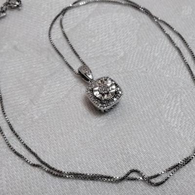 Sun Jewelry Cushion Diamond 18" 925 Necklace