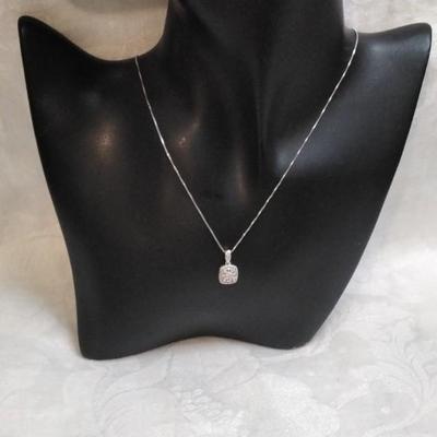 Sun Jewelry Cushion Diamond 18" 925 Necklace