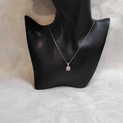 Sun Jewelry Cushion Diamond 18" 925 Necklace