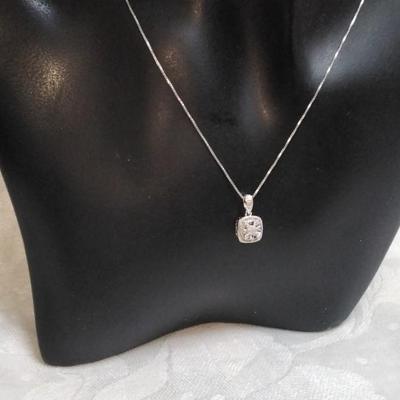 Sun Jewelry Cushion Diamond 18" 925 Necklace