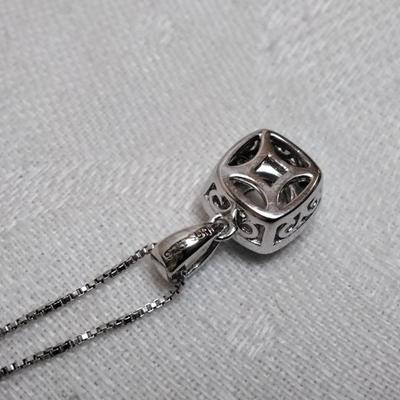 Sun Jewelry Cushion Diamond 18" 925 Necklace