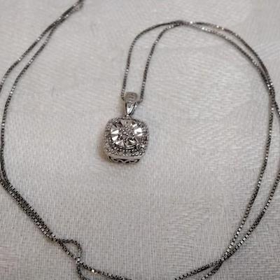 Sun Jewelry Cushion Diamond 18" 925 Necklace