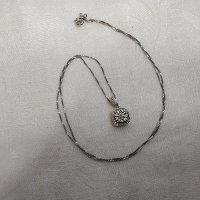 Sun Jewelry Cushion Diamond 18" 925 Necklace