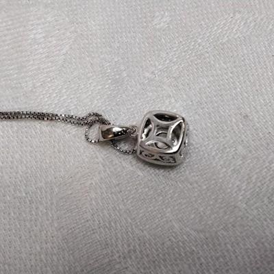Sun Jewelry Cushion Diamond 18" 925 Necklace