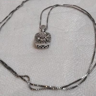 Sun Jewelry Cushion Diamond 18" 925 Necklace
