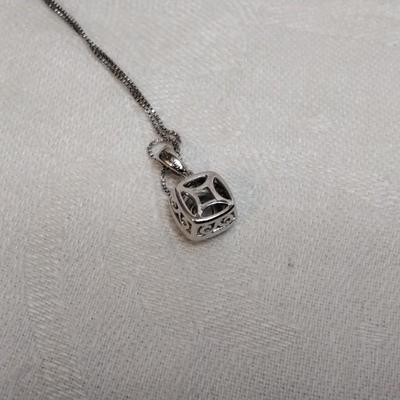 Sun Jewelry Cushion Diamond 18" 925 Necklace