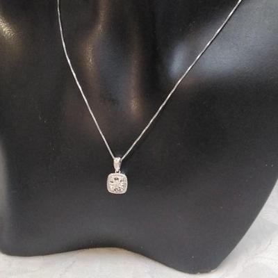 Sun Jewelry Cushion Diamond 18" 925 Necklace