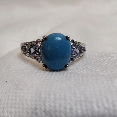Turquoise and Tanzanite 925 Ring Size 7