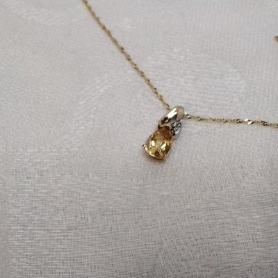 Citrine With Diamond Accent 10k 16" Necklace