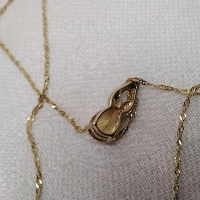 Citrine With Diamond Accent 10k 16" Necklace