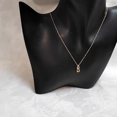 Citrine With Diamond Accent 10k 16" Necklace