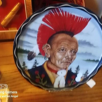 Hand painted metal dish