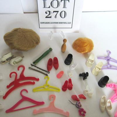 Misc Lot of Barbie Clothes and Accessories, Wigs