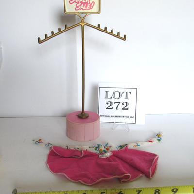 Cute Older Barbie Doll Sized Clothes Stand and Older Barbie Cape With Label