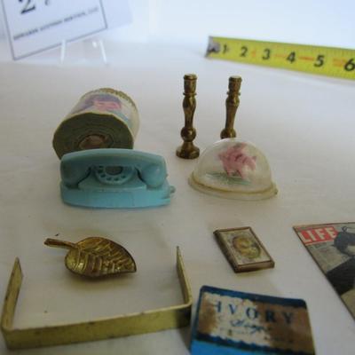 Lot of Miniature Dollhouse Items, Northern Tissue Roll, Candlesticks, More