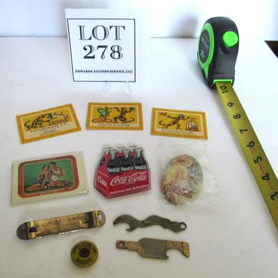 Interesting Lot of Vintage Advertising Items: Salamander Shoes/Germany, Coca Cola Mirrors, Openers