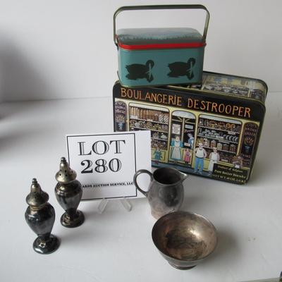 Vintage Silver Plate and Tin Box Lot Reed and Barton