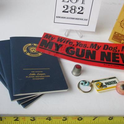 Misc Lot of Stuff, Vintage Shoe Advertising Box With US Map, Disney World Thimble