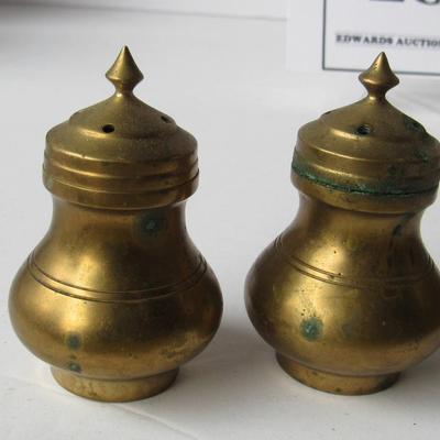 Vintage Brass Lot Wall Pocket, Bowl, Shakers
