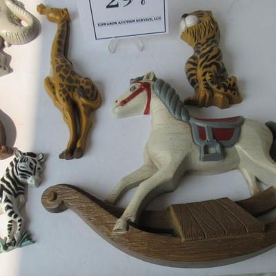 Cute Older Wall Decor, Burwood Plastic Animals Lot