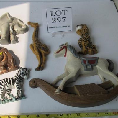 Cute Older Wall Decor, Burwood Plastic Animals Lot